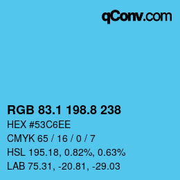 カラーコード: RGB 83.1 198.8 238 | qconv.com