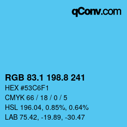 Color code: RGB 83.1 198.8 241 | qconv.com