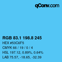 Color code: RGB 83.1 198.8 245 | qconv.com