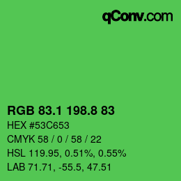 カラーコード: RGB 83.1 198.8 83 | qconv.com