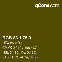 カラーコード: RGB 83.1 75 0 | qconv.com