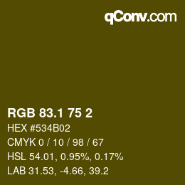 カラーコード: RGB 83.1 75 2 | qconv.com