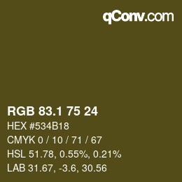 カラーコード: RGB 83.1 75 24 | qconv.com