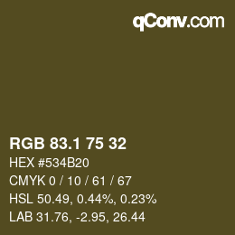 カラーコード: RGB 83.1 75 32 | qconv.com