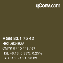 カラーコード: RGB 83.1 75 42 | qconv.com