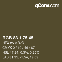 カラーコード: RGB 83.1 75 45 | qconv.com