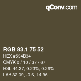 Color code: RGB 83.1 75 52 | qconv.com