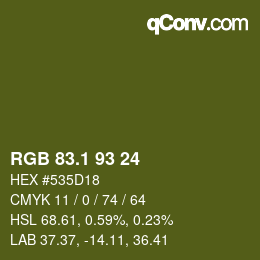 カラーコード: RGB 83.1 93 24 | qconv.com