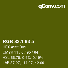 カラーコード: RGB 83.1 93 5 | qconv.com