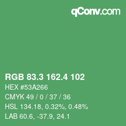 カラーコード: RGB 83.3 162.4 102 | qconv.com