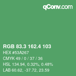 カラーコード: RGB 83.3 162.4 103 | qconv.com