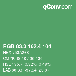 カラーコード: RGB 83.3 162.4 104 | qconv.com