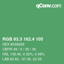 カラーコード: RGB 83.3 162.4 105 | qconv.com