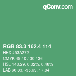 カラーコード: RGB 83.3 162.4 114 | qconv.com