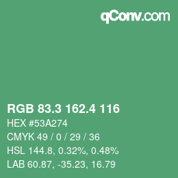 カラーコード: RGB 83.3 162.4 116 | qconv.com