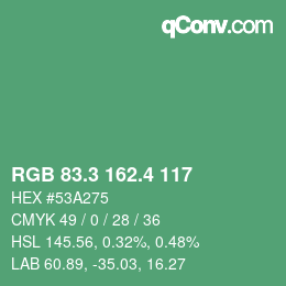 カラーコード: RGB 83.3 162.4 117 | qconv.com