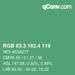 カラーコード: RGB 83.3 162.4 119 | qconv.com
