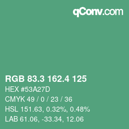 カラーコード: RGB 83.3 162.4 125 | qconv.com