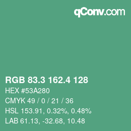 カラーコード: RGB 83.3 162.4 128 | qconv.com