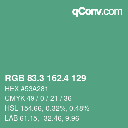 カラーコード: RGB 83.3 162.4 129 | qconv.com