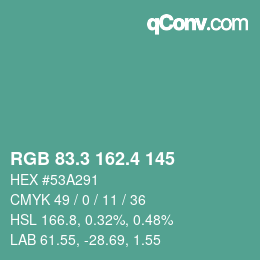 カラーコード: RGB 83.3 162.4 145 | qconv.com