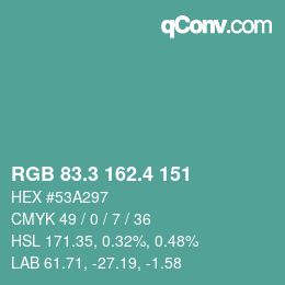 カラーコード: RGB 83.3 162.4 151 | qconv.com