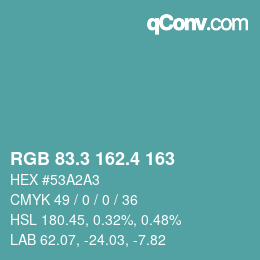 カラーコード: RGB 83.3 162.4 163 | qconv.com