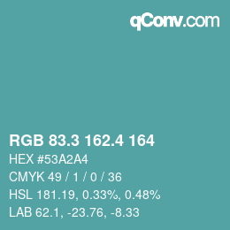 カラーコード: RGB 83.3 162.4 164 | qconv.com
