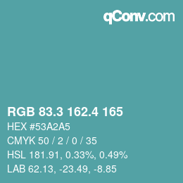 カラーコード: RGB 83.3 162.4 165 | qconv.com
