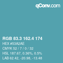 カラーコード: RGB 83.3 162.4 174 | qconv.com