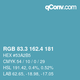 カラーコード: RGB 83.3 162.4 181 | qconv.com