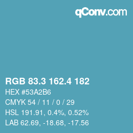 カラーコード: RGB 83.3 162.4 182 | qconv.com