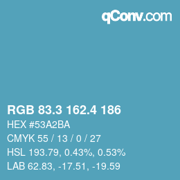 カラーコード: RGB 83.3 162.4 186 | qconv.com