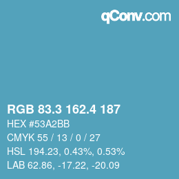 カラーコード: RGB 83.3 162.4 187 | qconv.com