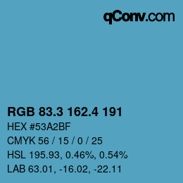 カラーコード: RGB 83.3 162.4 191 | qconv.com