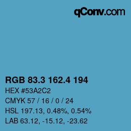 カラーコード: RGB 83.3 162.4 194 | qconv.com