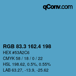 カラーコード: RGB 83.3 162.4 198 | qconv.com