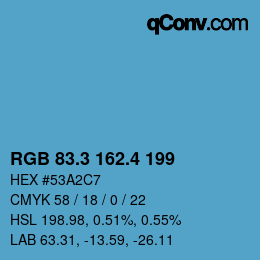 カラーコード: RGB 83.3 162.4 199 | qconv.com