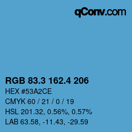 カラーコード: RGB 83.3 162.4 206 | qconv.com