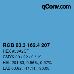 カラーコード: RGB 83.3 162.4 207 | qconv.com