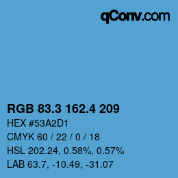 カラーコード: RGB 83.3 162.4 209 | qconv.com