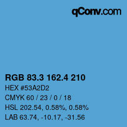 カラーコード: RGB 83.3 162.4 210 | qconv.com