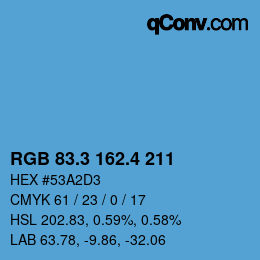 カラーコード: RGB 83.3 162.4 211 | qconv.com