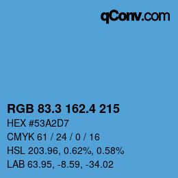 カラーコード: RGB 83.3 162.4 215 | qconv.com