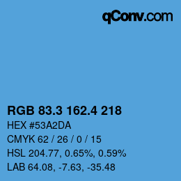 カラーコード: RGB 83.3 162.4 218 | qconv.com