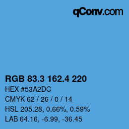カラーコード: RGB 83.3 162.4 220 | qconv.com