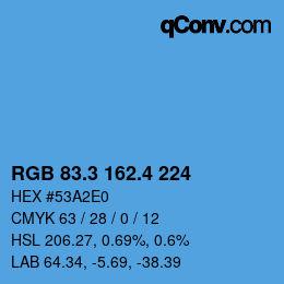 カラーコード: RGB 83.3 162.4 224 | qconv.com