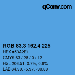 カラーコード: RGB 83.3 162.4 225 | qconv.com