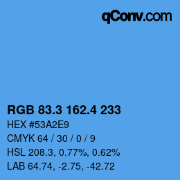 カラーコード: RGB 83.3 162.4 233 | qconv.com