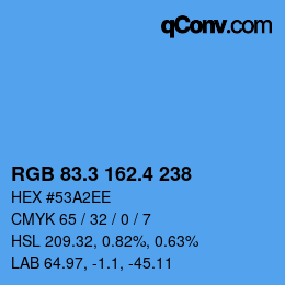 カラーコード: RGB 83.3 162.4 238 | qconv.com
